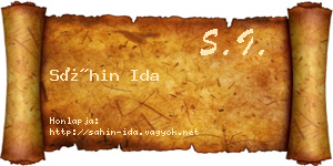 Sáhin Ida névjegykártya